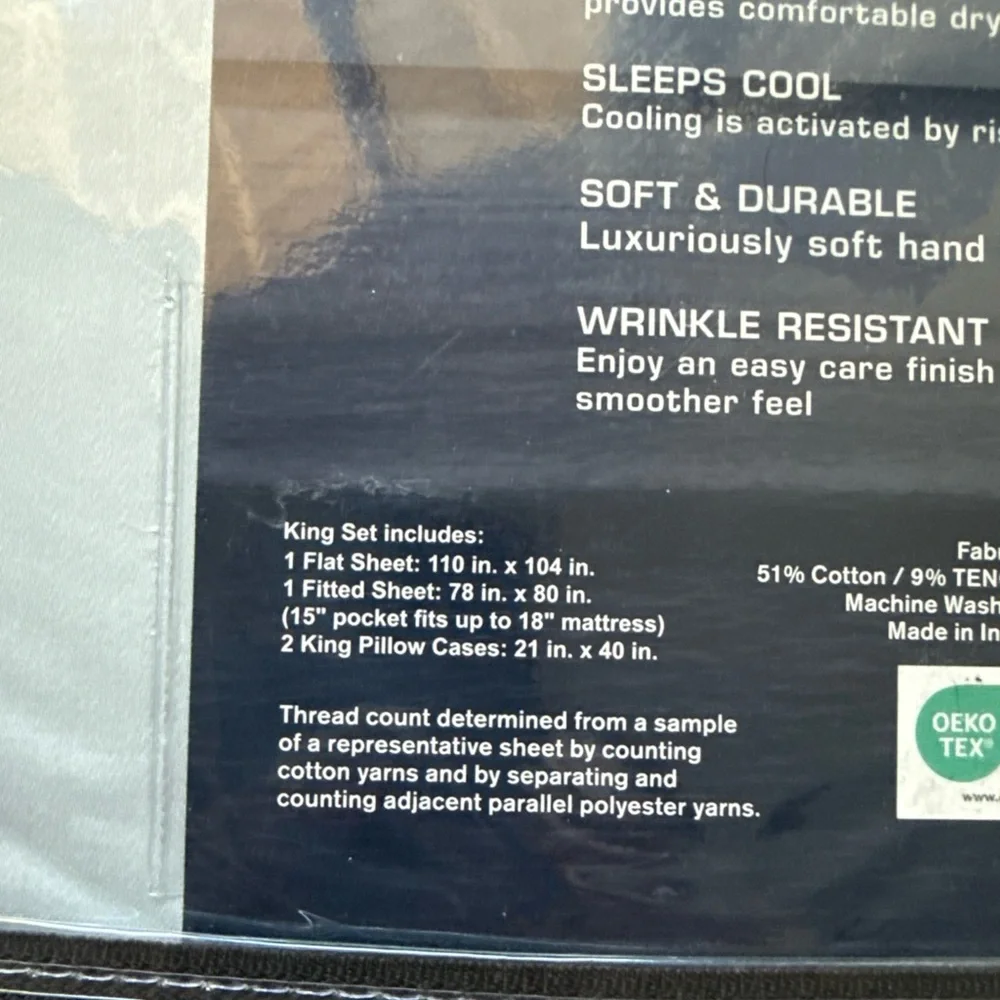 SereneSleep High IQ CoolComfort 1000-Thread Ct Luxury King Sheet Set Blue